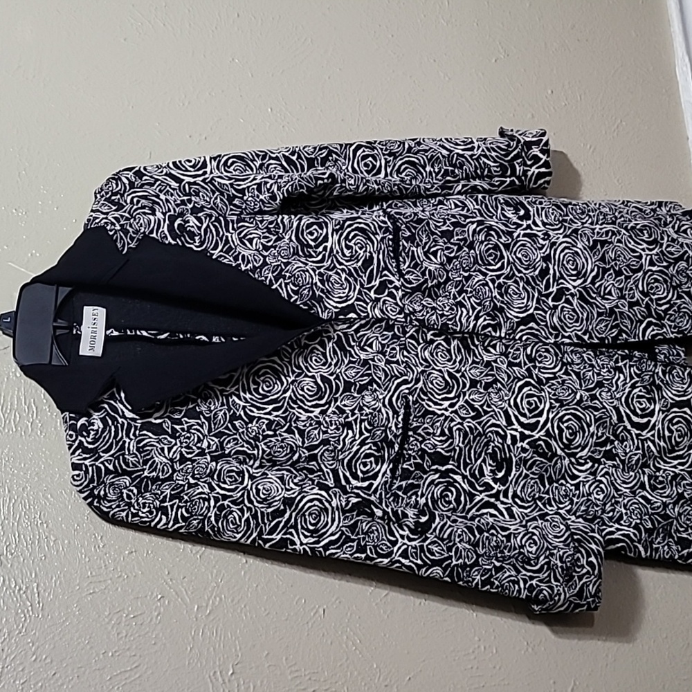 Morrisey Blazer Coat Black and White Floral print women's Size: Small ? - Picture 2 of 15